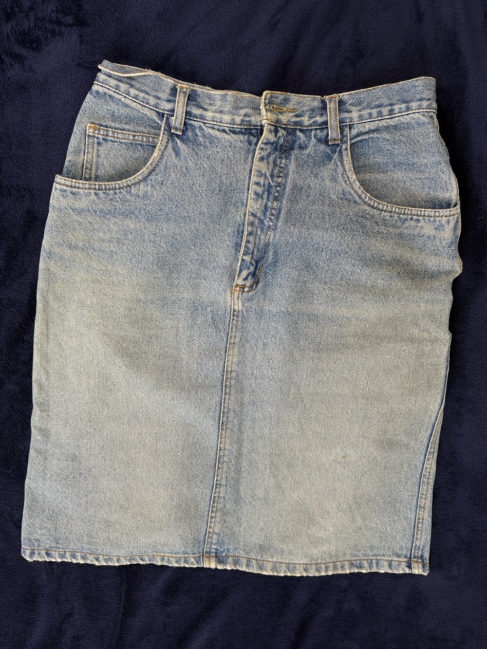 Light Blue Denim Midi Skirt